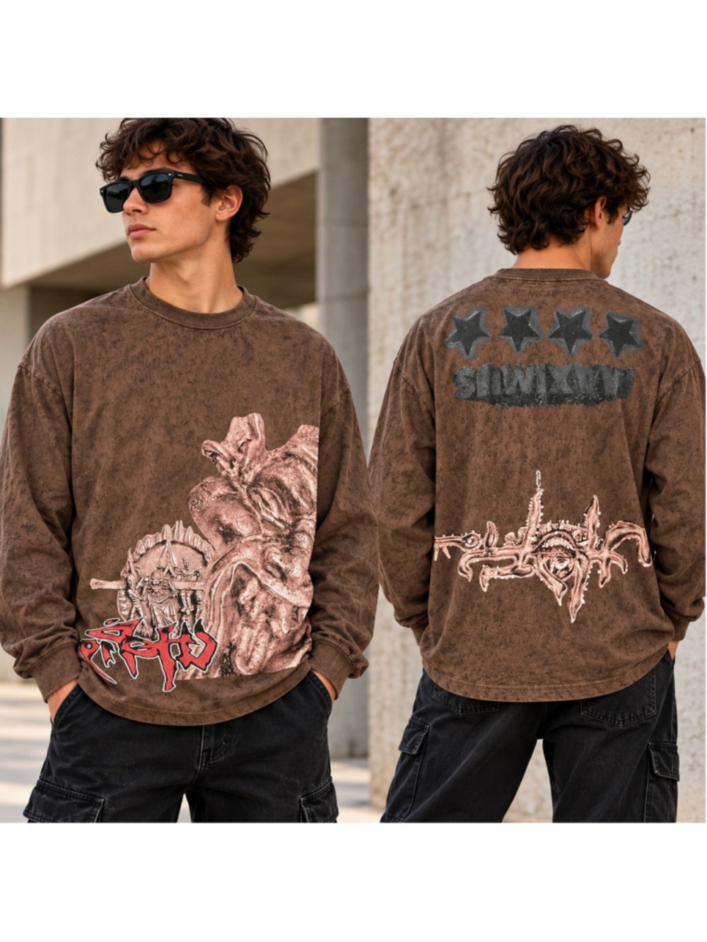 Authentic Travis Scott Brown Graphic Long Sleeve XXL NWOT Streetwear